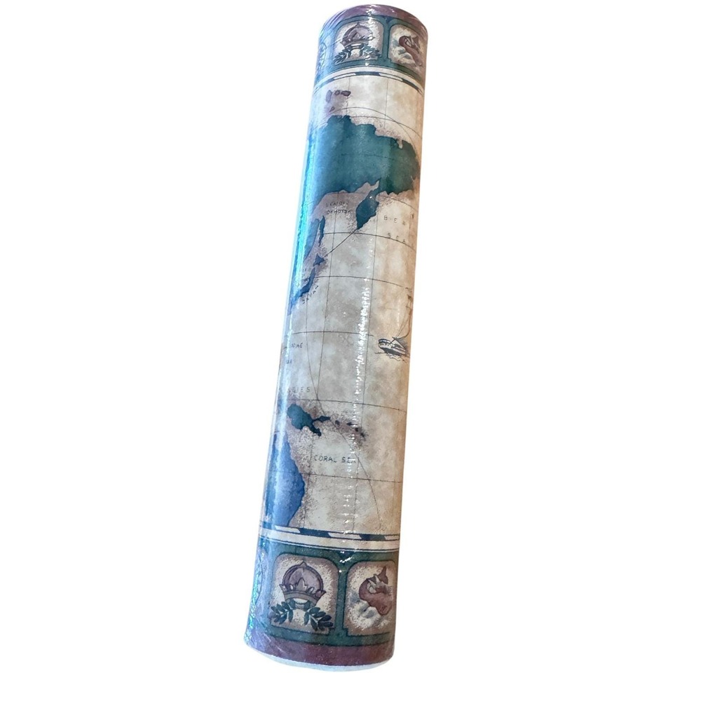 Imperial Wallcoverings Vintage Map Wallpaper Border Prepasted AX5033B 5 Yards